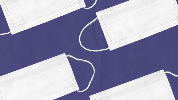 COVID Response - Navy background with four white masks