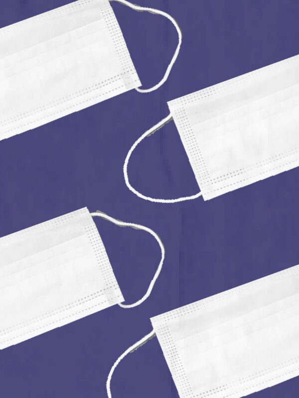 COVID Response - Navy background with four white masks