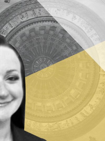 Nora in front of Springfield Capitol Ceiling