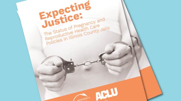 Light blue background. Covers of the report stacked on top of each other.