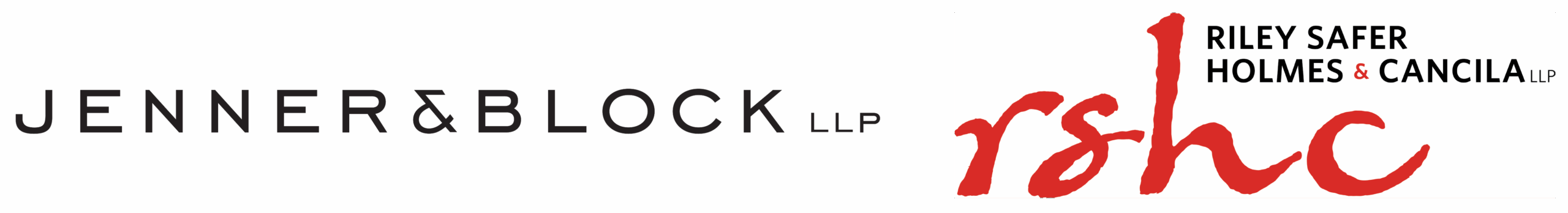 Logos for Jenner and Block and Riley Safer