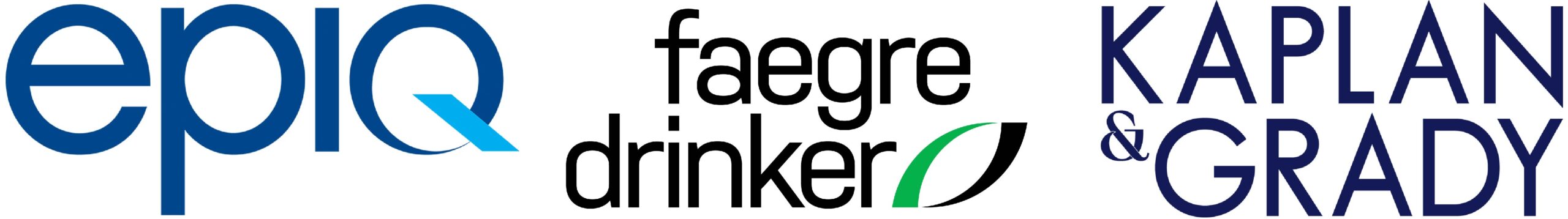 Epiq, Faegre Drinker, and Kaplan & Grady logos