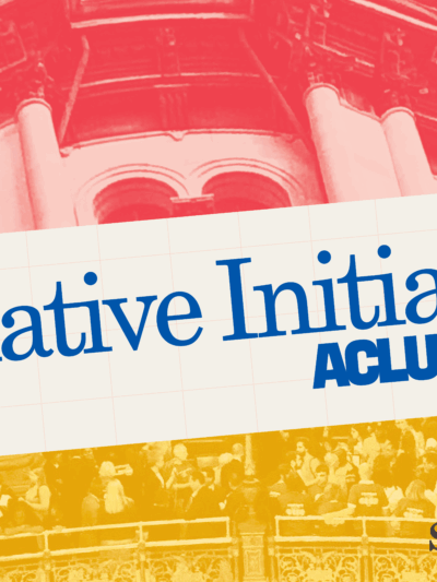 Filtered images of the Illinois Capitol Building. Blue text "Legislative Intiatives"