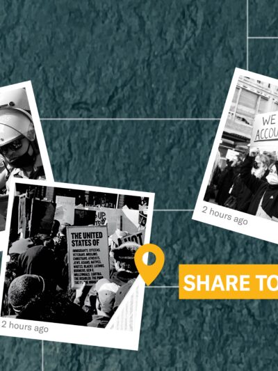 Green street map with location marking posted protest photos