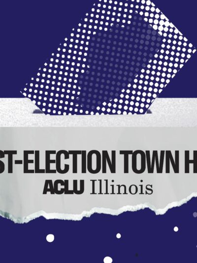 Ballot with shape of state of illinois going into ballot box