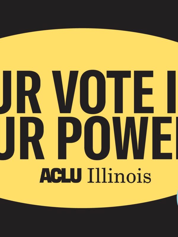 Black background. Yellow ciricle - our vote is our power