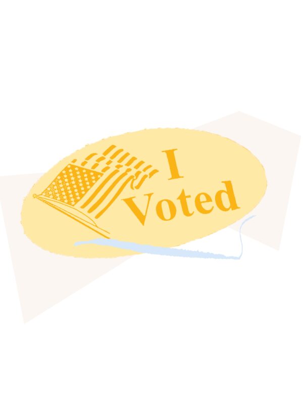 Yellow filtered "I voted" sticker