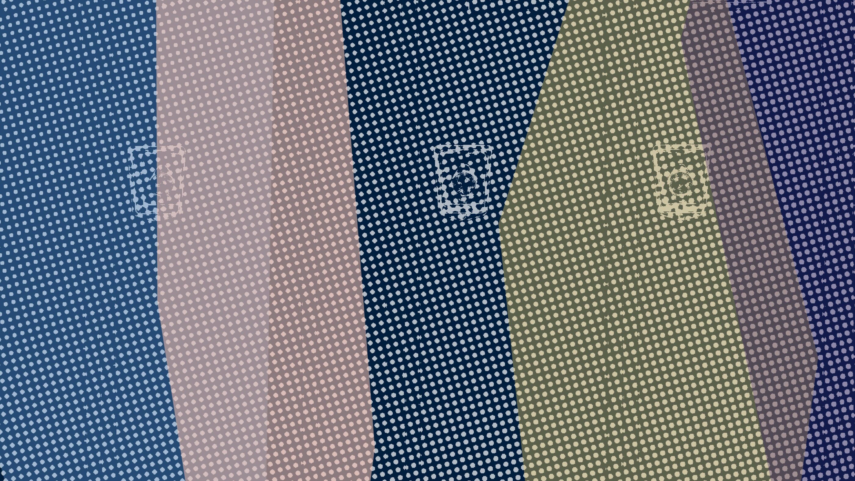 Image of school lockers with blue, pink, yellow and purple geometric shapes overlaid