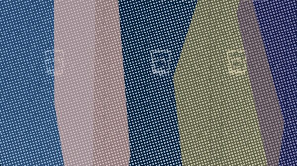 Image of school lockers with blue, pink, yellow and purple geometric shapes overlaid