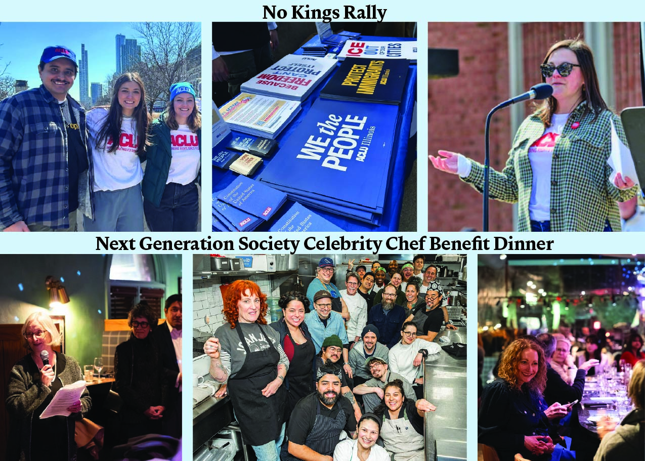 Collage of event photos from the No Kings Rallies and Celebrity Chef Dinner