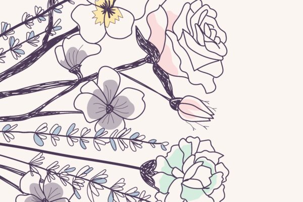 purple outlined flowers