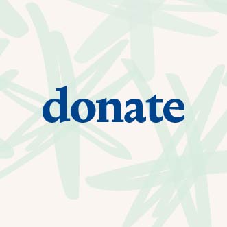 blue text "donate" over green stars