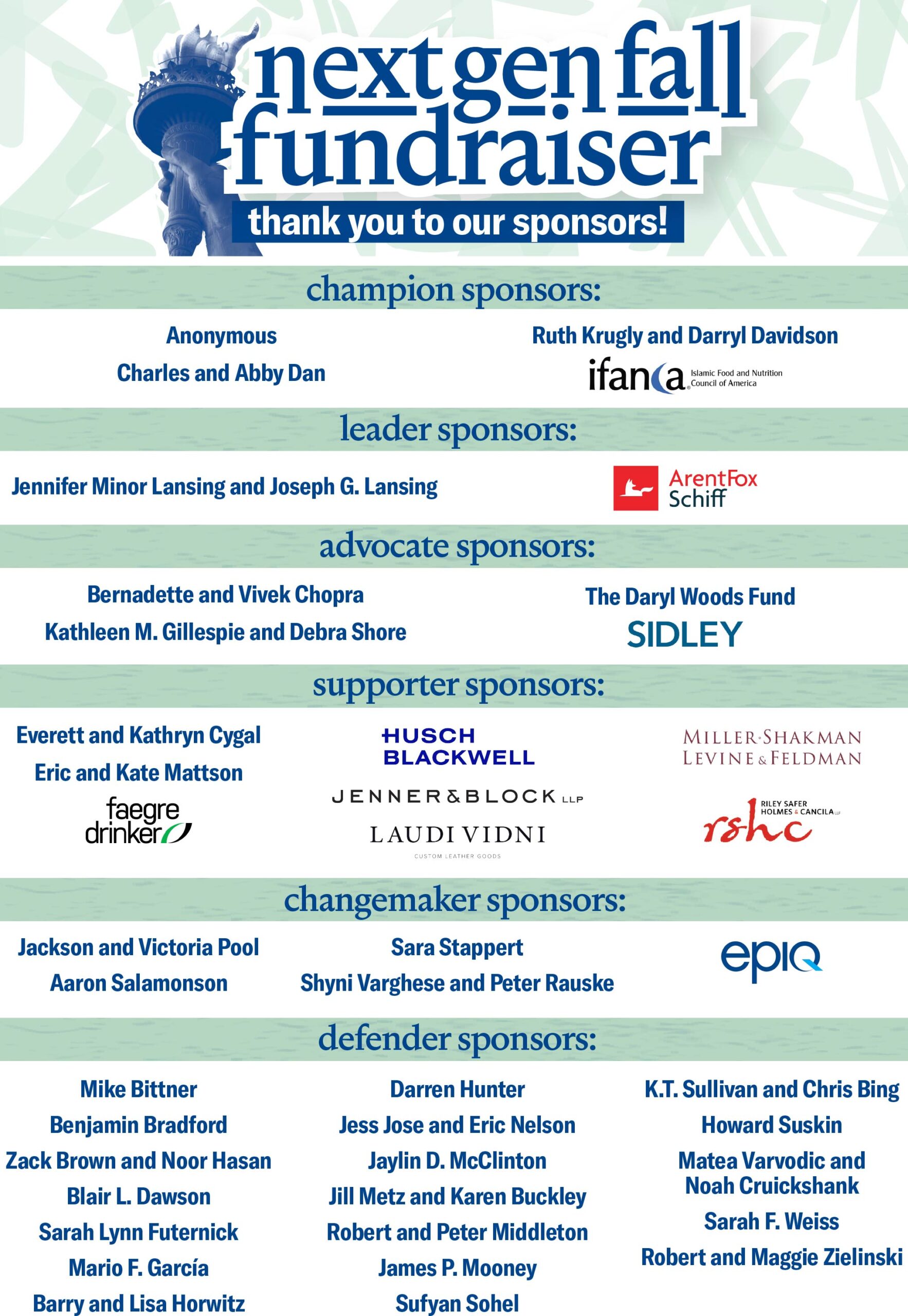 Listing of event sponsors