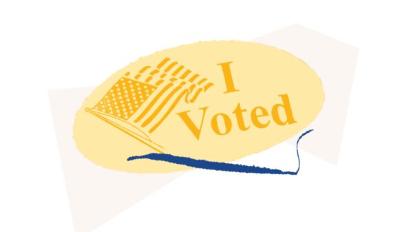 Yellow filtered "I voted sticker'