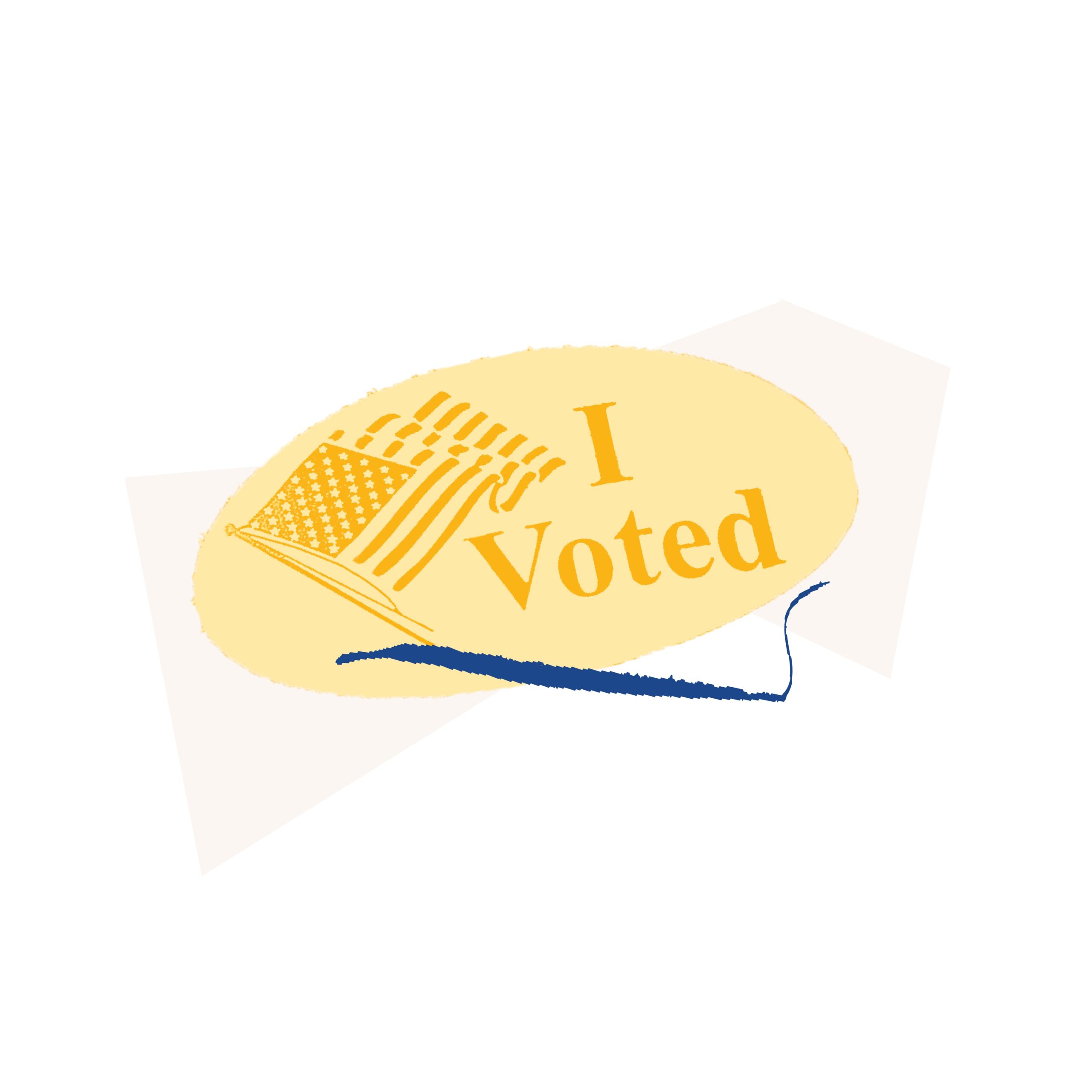 Yellow filtered "I voted sticker'