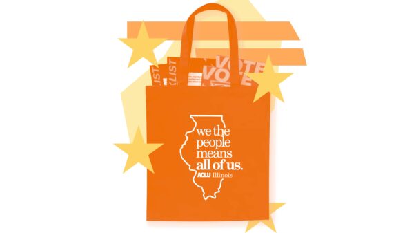 Orange filtered bag with materials in it