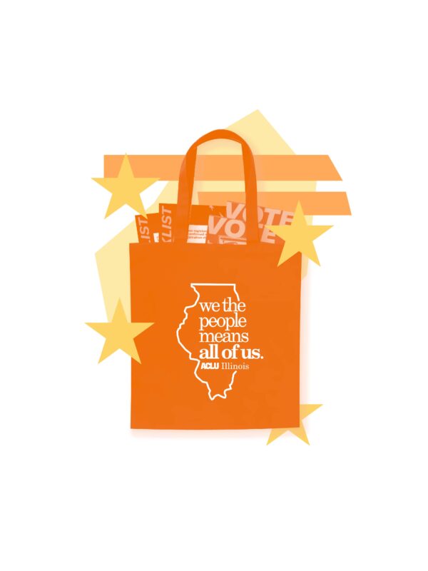 Orange filtered bag with materials in it