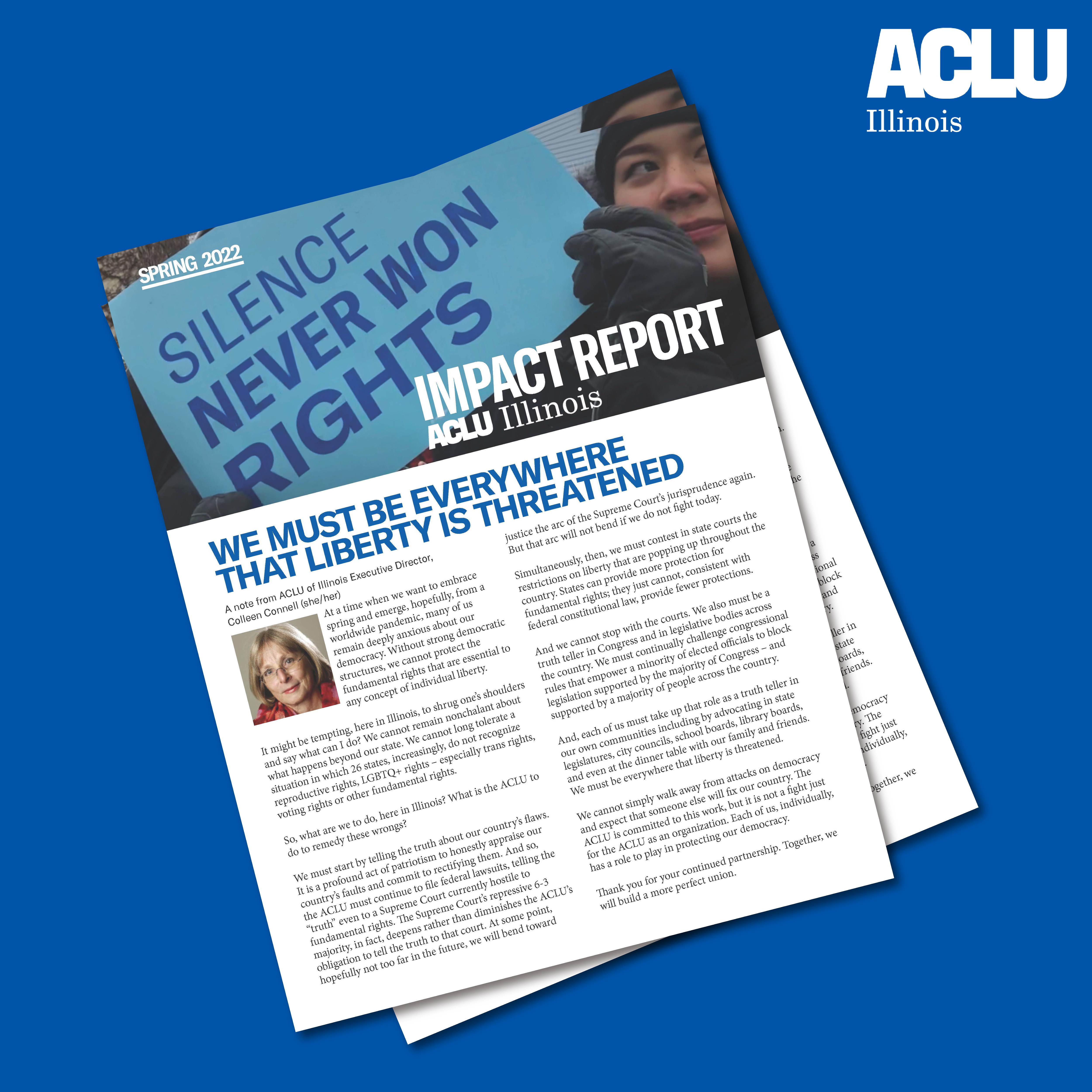Image of two offset reports stacked on top of a blue background