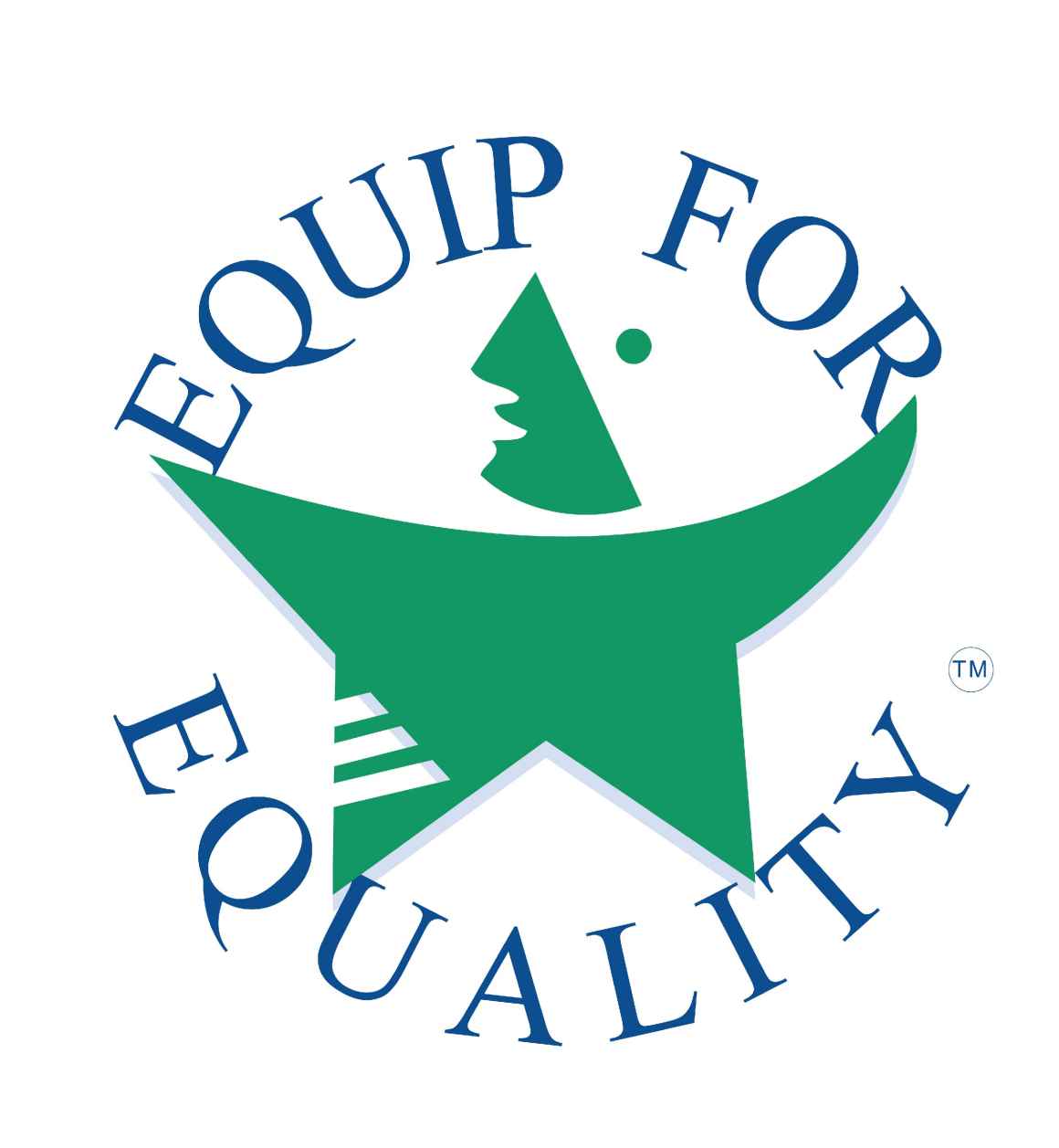 Green star logo with blue text in a circle around: EQUIP FOR EQUALITY