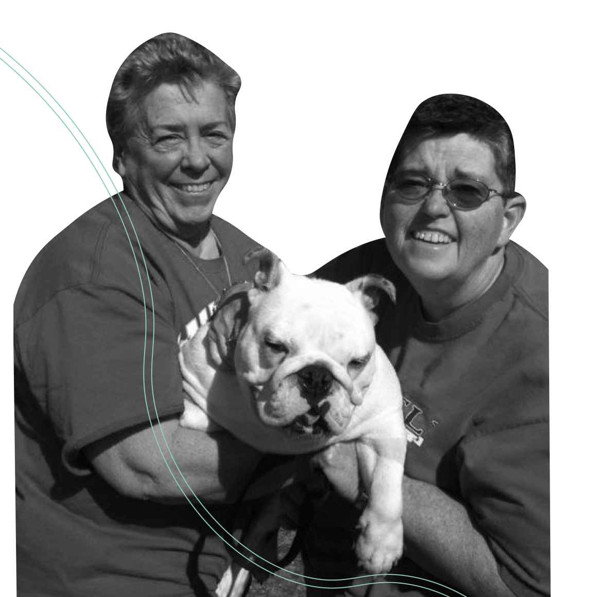 Client couple holding thie dog