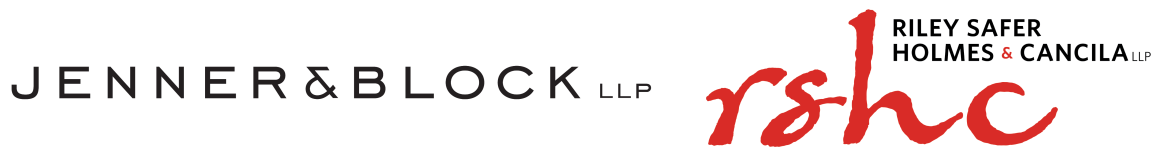 Logos for Jenner and Block and Riley Safer