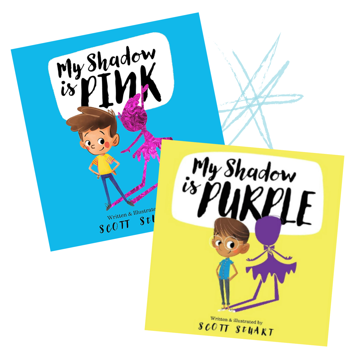 Covers of books My Shadow is Pink and My Shadow is Purple